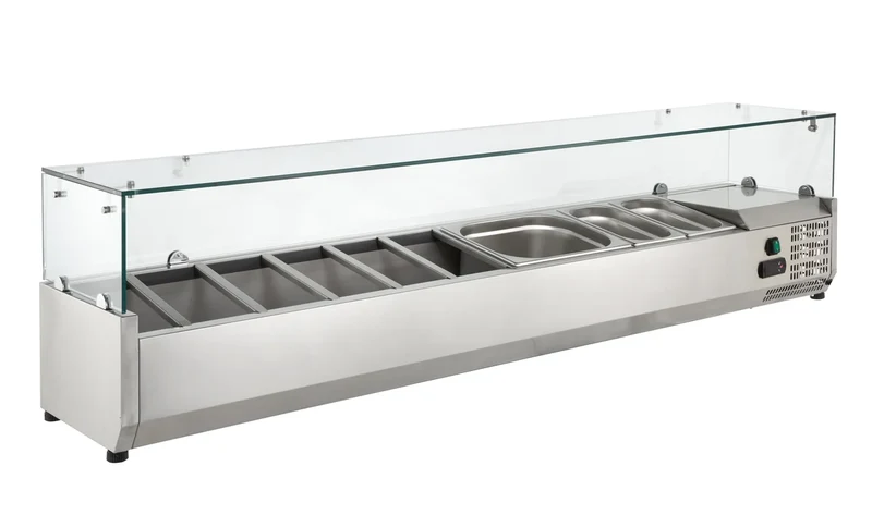 Vitrine réfrigérée ECO 8 x GN 1/4 avec couvercle en verre 1600 mm