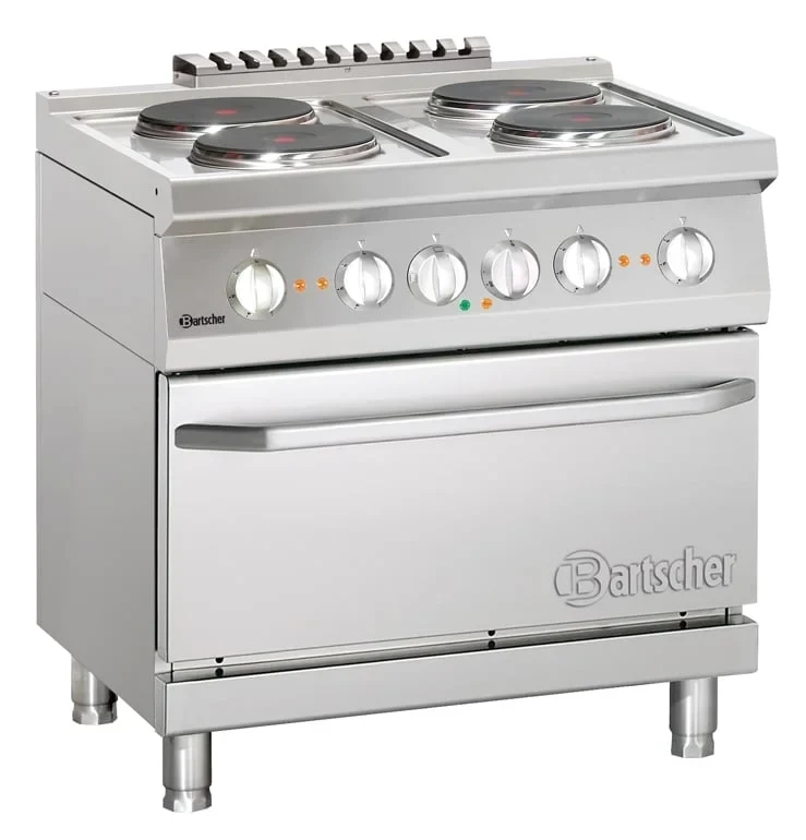 Cuisinière électrique Bartscher 700 avec plaques rondes et four électrique 800x700
