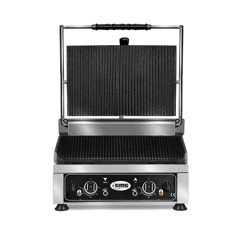 GMG grill à contact / grill à panini KG2745EDT 45x27 rainuré avec 2 régulateurs de température