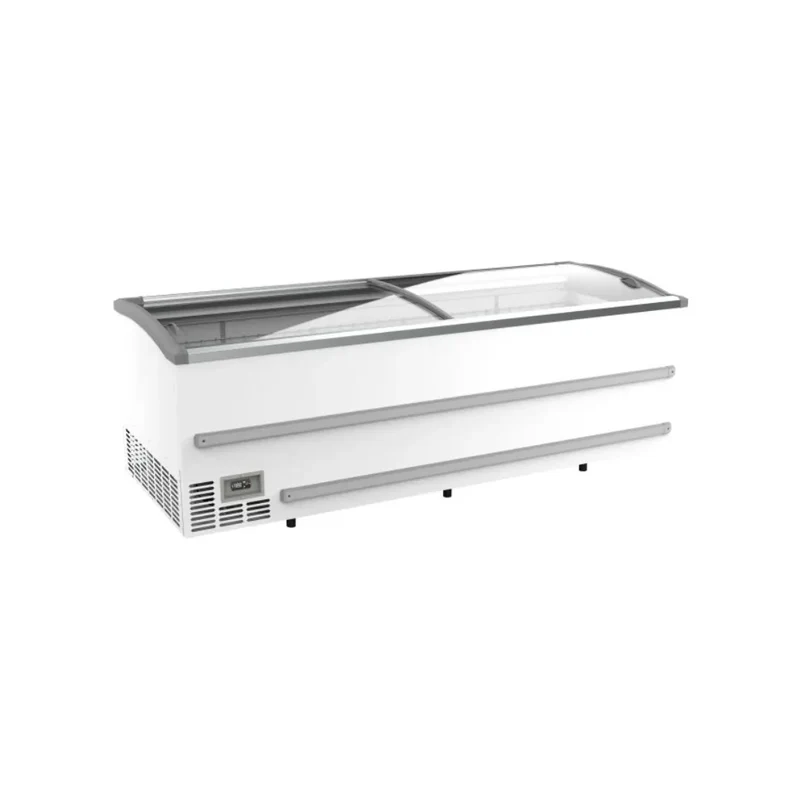 Congélateur bahut blanc pour supermarché - 2 portes coulissantes vitrées 1216L