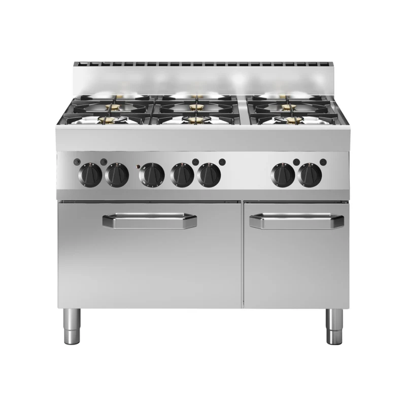 Fourneau 6 feux vifs sur four électrique à convection