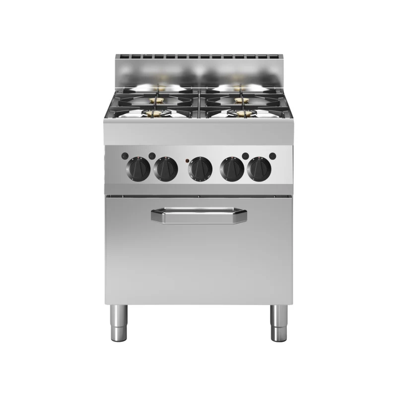 Fourneau 4 feux vifs sur four électrique à convection