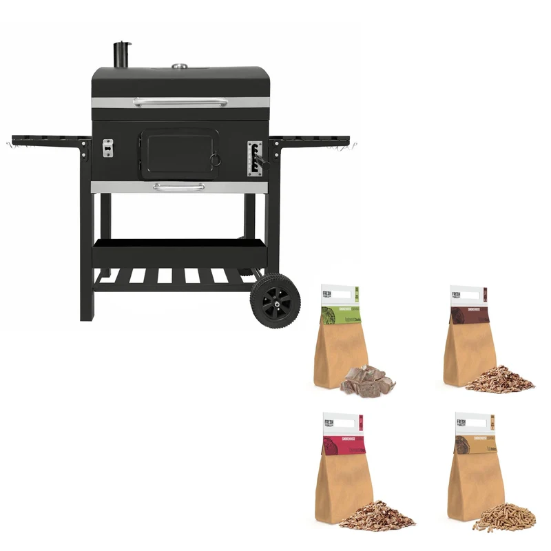 Barbecue au Charbon Fumoir XXL avec Bois de Fumage