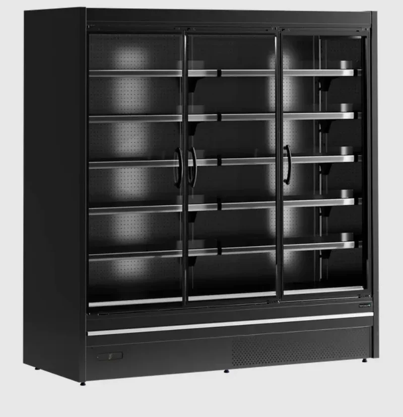 Tefcold Vitrine murale réfrigérée de supermarché Multideck MDCA1875HB-2 noire, 1955 mm
