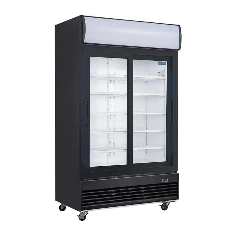Armoire à boissons Polar Série G 950 Litres avec 2 portes coulissantes, noire