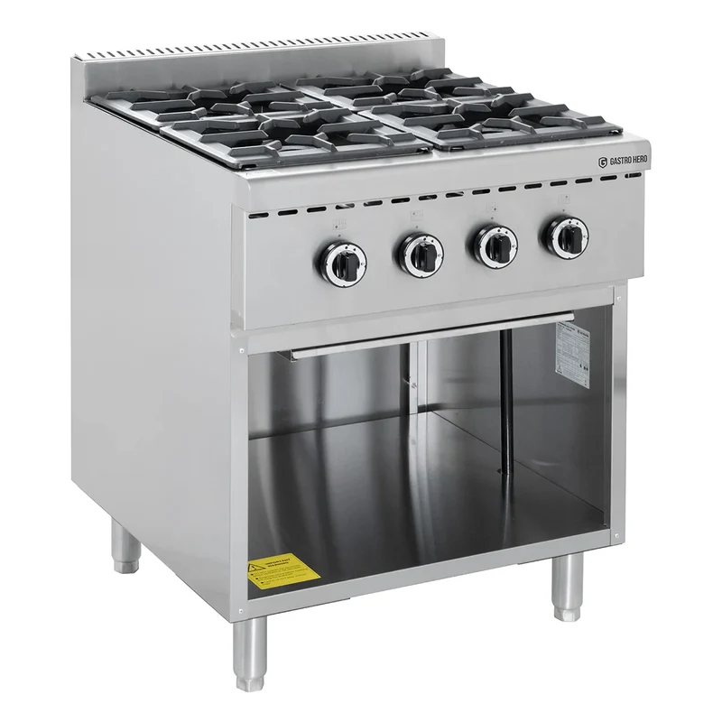 Cuisinière à gaz ECO avec soubassement ouvert - 28,8 kW - 4 brûleurs