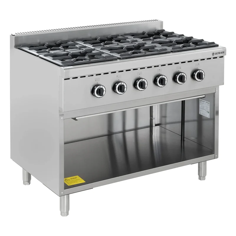 Cuisinière à gaz ECO avec soubassement ouvert - 43,2 kW - 6 brûleurs