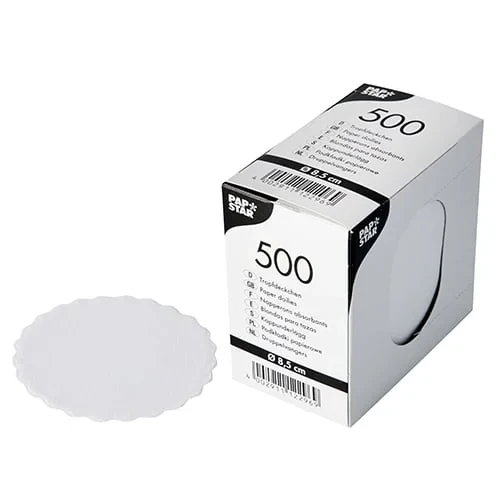 Papstar 500 napperons anti-gouttes ronds Ø 8,5 cm blancs