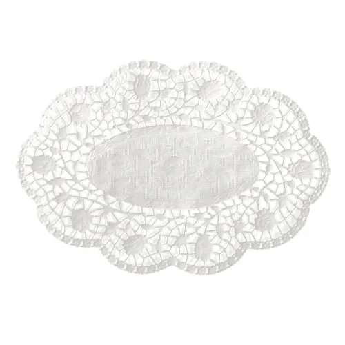 Papstar 500 dentelles à moka ovales 18 cm x 13 cm blanches