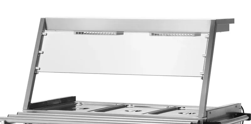 Rehausse avec lampes infrarouges et pare-haleine pour chariot Bain-Marie PROFI 3x GN 1/1 avec chauffage à sec / cuve amovible