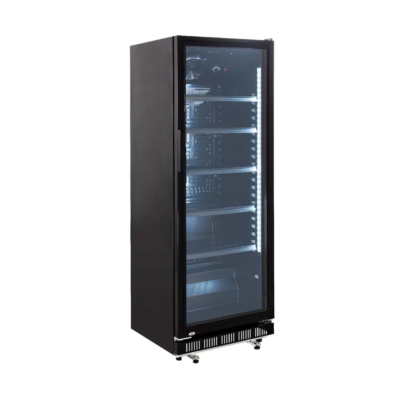 Armoire à boissons GK-360BB, volume utile 360 Litres, 4 clayettes réglables, éclairage intérieur, verrouillable, noir