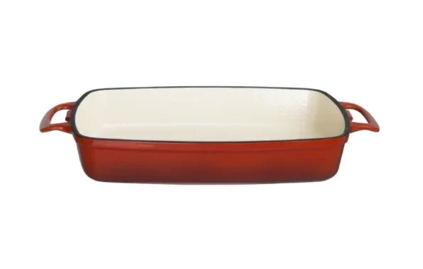 Vogue plat à gratin rectangulaire en fonte rouge grand