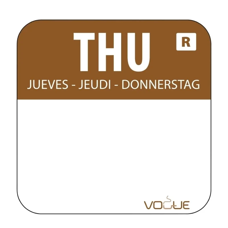 Étiquettes jours de la semaine Jeu/marron amovibles - 1 000 pièces