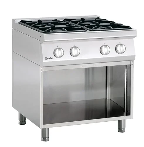 Bartscher Cuisinière à gaz Série 700 Classic avec soubassement ouvert, 4 feux - sur pied