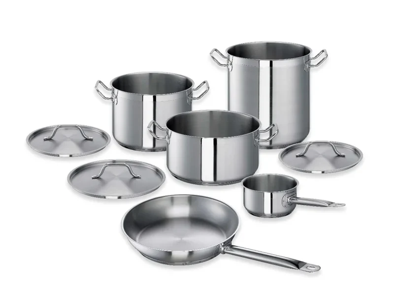 Set de casseroles et poêles Chef, inox, 8 pièces, avec couvercles