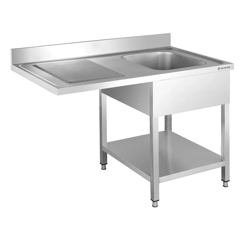 Centre de plonge Basic 12x7 avec 1 cuve à droite, dosseret et étagère inférieure