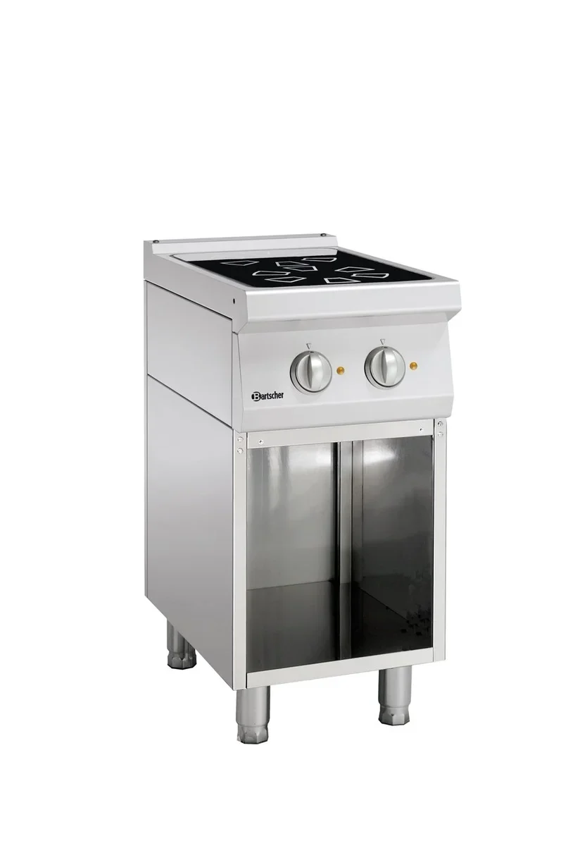 Cuisinière électrique vitrocéramique Bartscher 700 avec soubassement ouvert 400x700