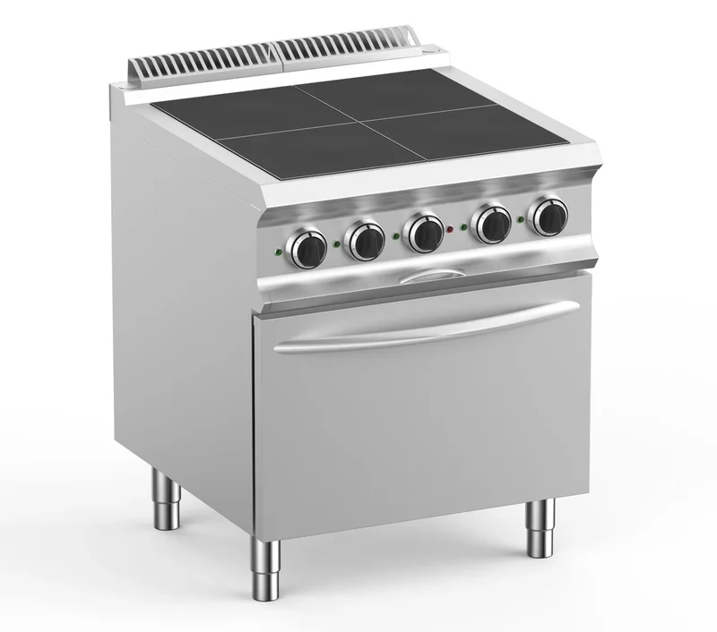 Cuisinière électrique Dexion Lux 700 - 70/73 avec four électrique à convection - 4 plaques carrées encastrées - 12,6 kW