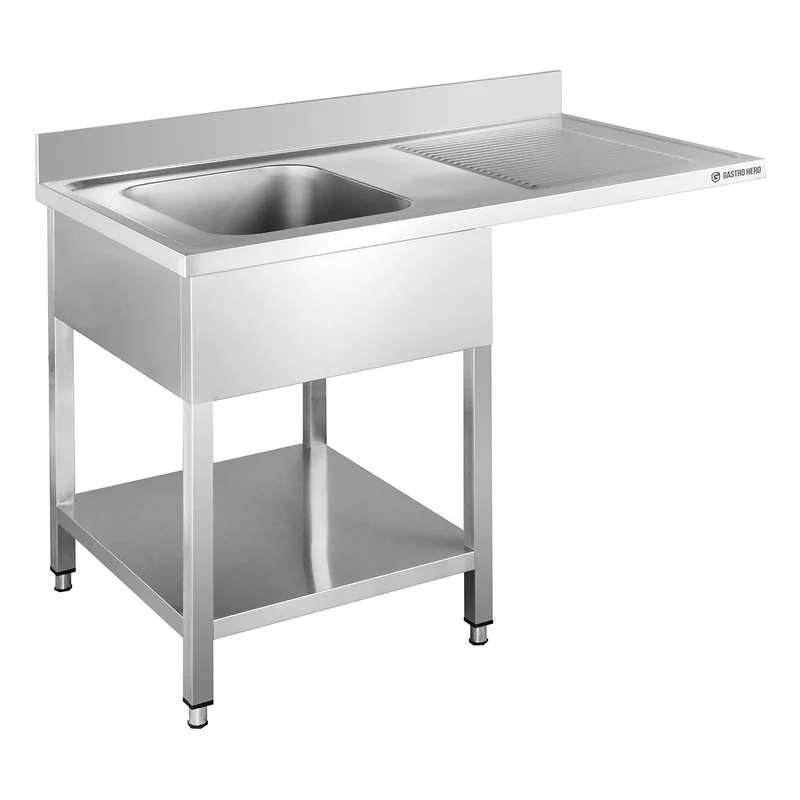 Centre de plonge Basic 12x7 avec 1 cuve à gauche, dosseret et étagère inférieure