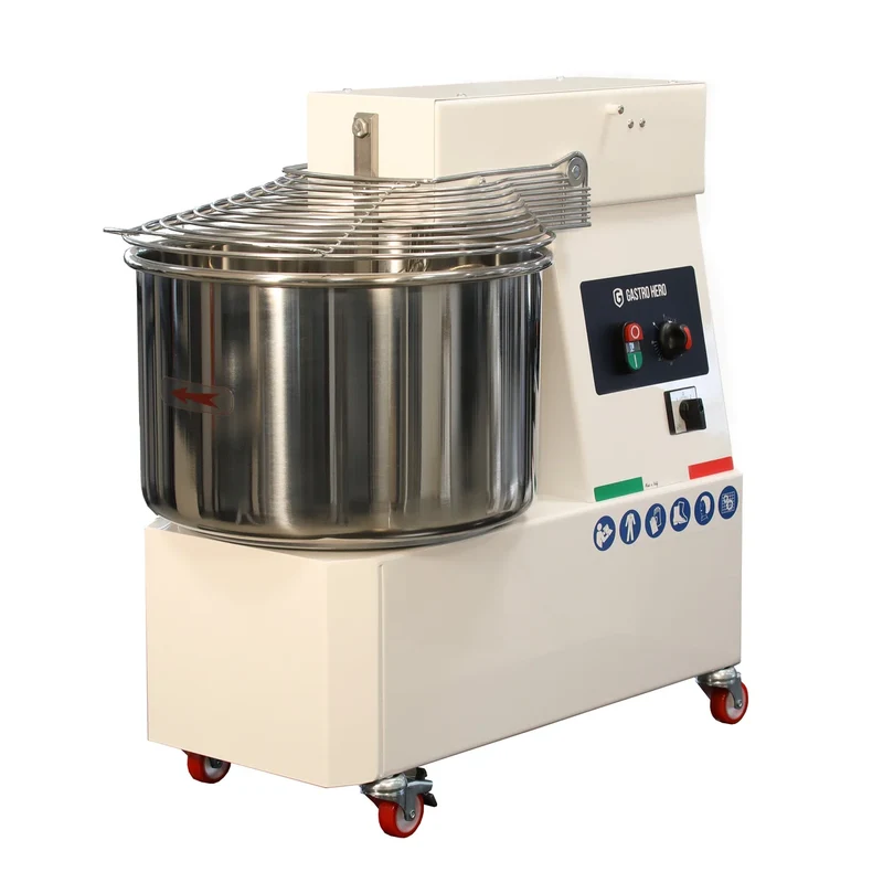 Pétrin à spirale PROFI 62 Litres 400V avec roulettes - tête fixe et 2 vitesses