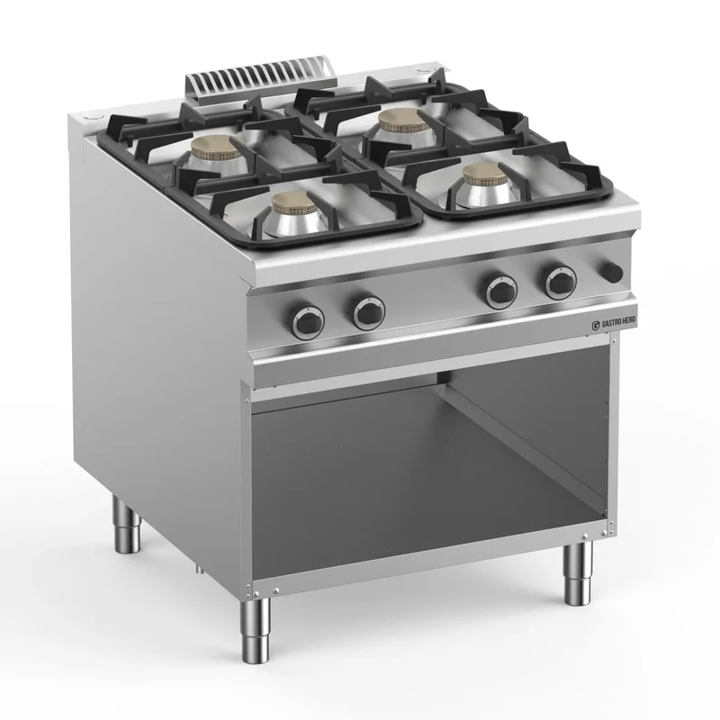 Cuisinière à gaz Série 900 - 80/90 avec soubassement ouvert - 4 feux - 36 kW