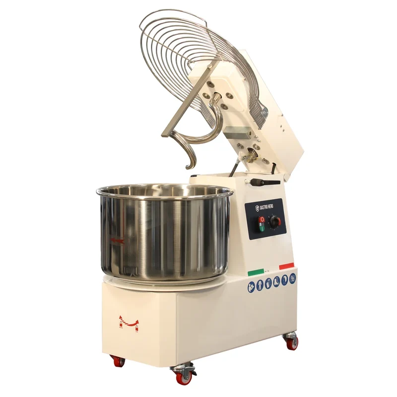 Pétrin à spirale PROFI 22 Litres 400V avec roulettes - tête basculante