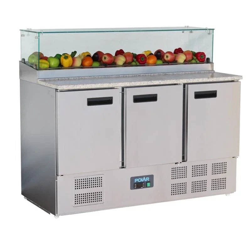 Polar G-Series Table à pizza réfrigérée 3 portes avec vitrine réfrigérée 436L