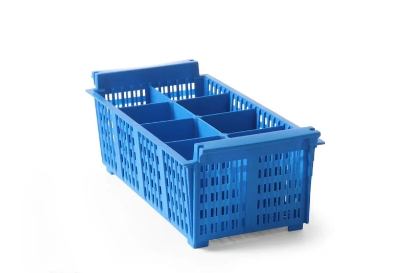 Panier à couverts 8 compartiments plastique bleu