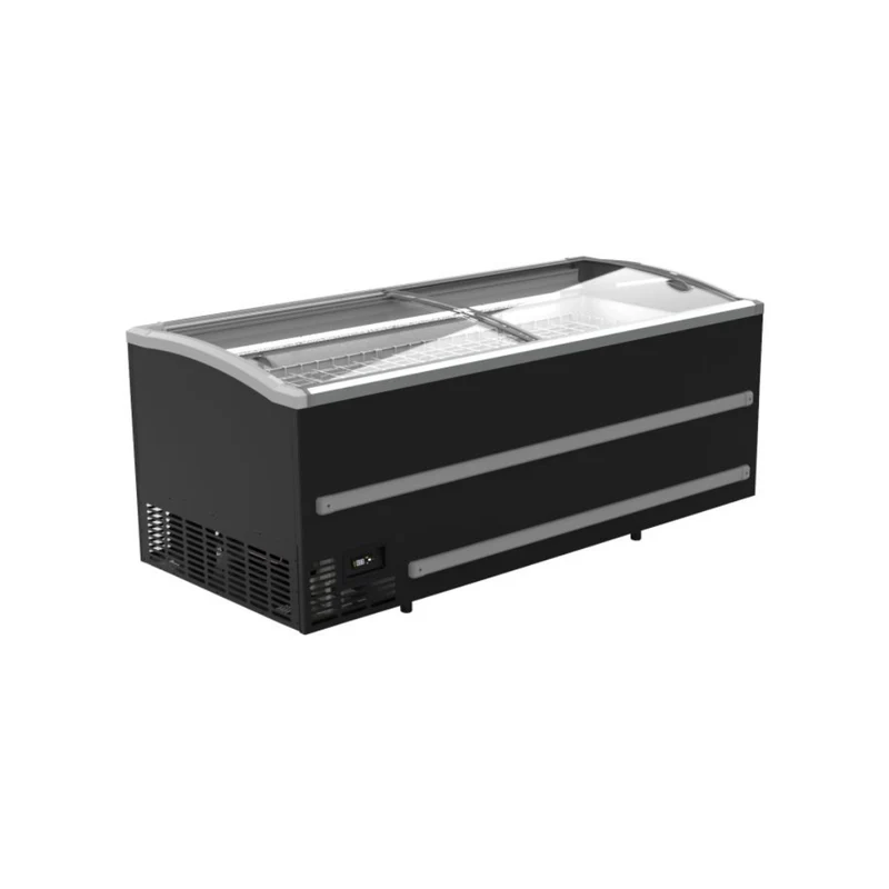 Congélateur bahut noir pour supermarché - 2 portes - 1136L