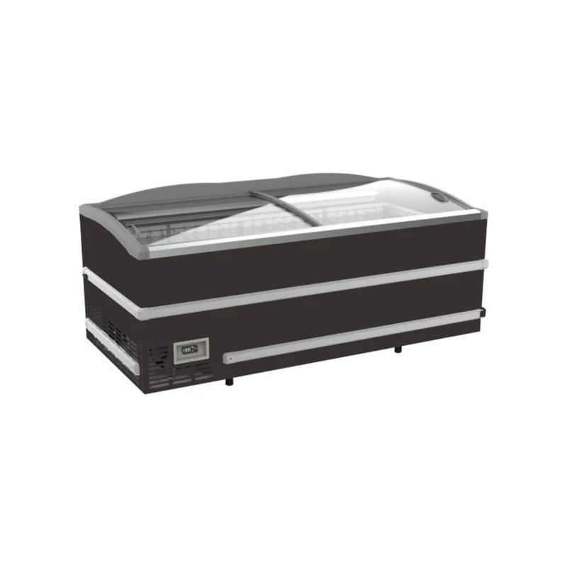 Congélateur bahut noir pour supermarché - 2 portes - 988L