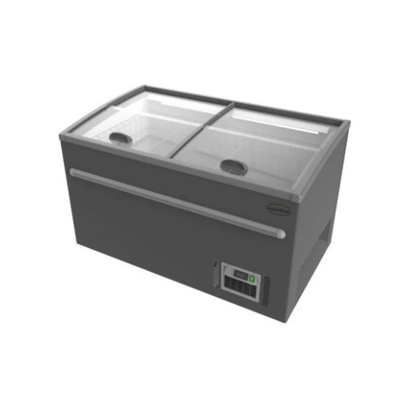 Congélateur bahut gris pour supermarché - 2 portes - 530L