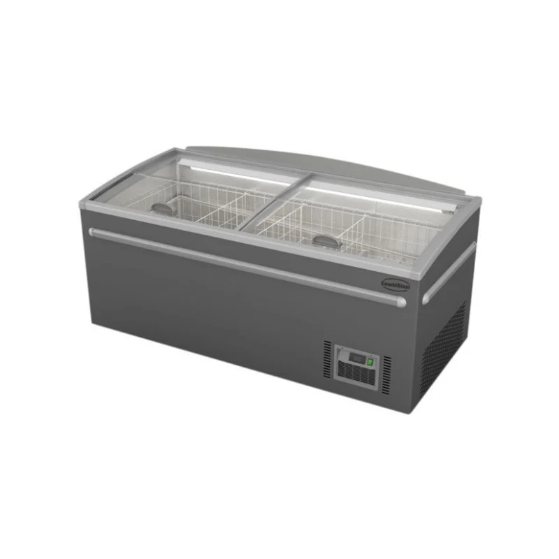 Congélateur bahut gris pour supermarché - 2 portes - 630L