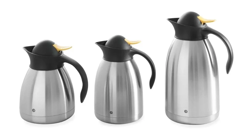 Thermos 2L - version inox à double paroi - bouton-poussoir jaune