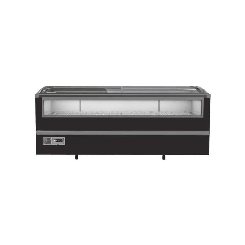 Congélateur bahut noir pour supermarché vitrée en façade - 1005L