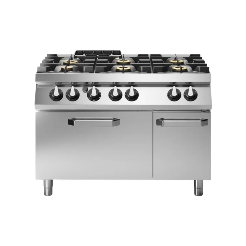 Fourneau 6 feux sur four gaz