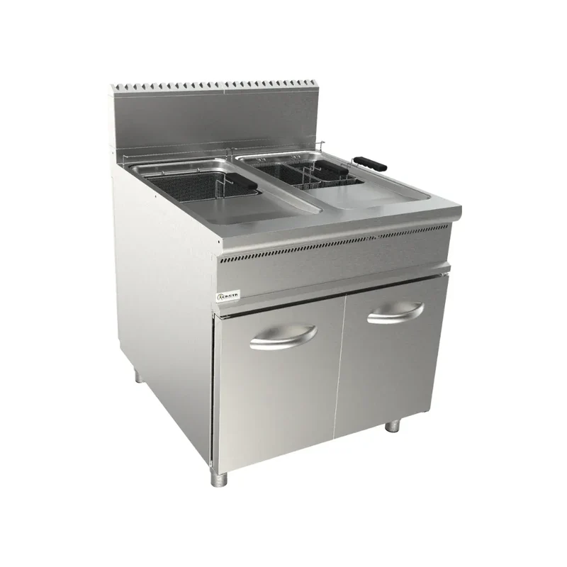 Friteuse à gaz sur meuble avec 2 portes 2x17L 33kW