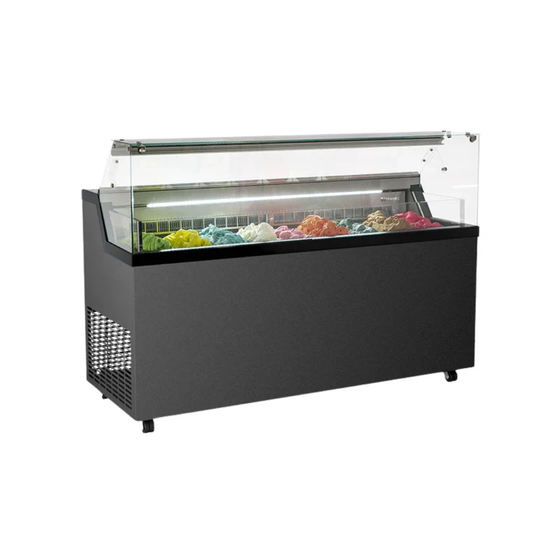 Vitrine à glace crème glacée avec réserve - 9 bacs inox de 5L
