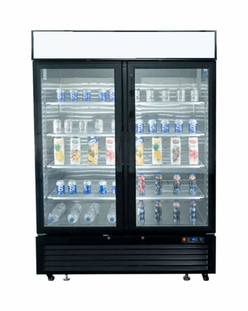 Armoire réfrigérée négative noir 2 portes vitrées 1300L
