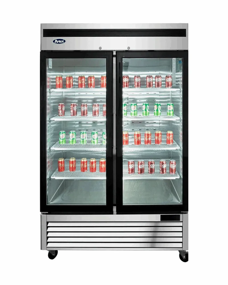 Armoire réfrigérée positive inox 2 portes vitrées 1300L