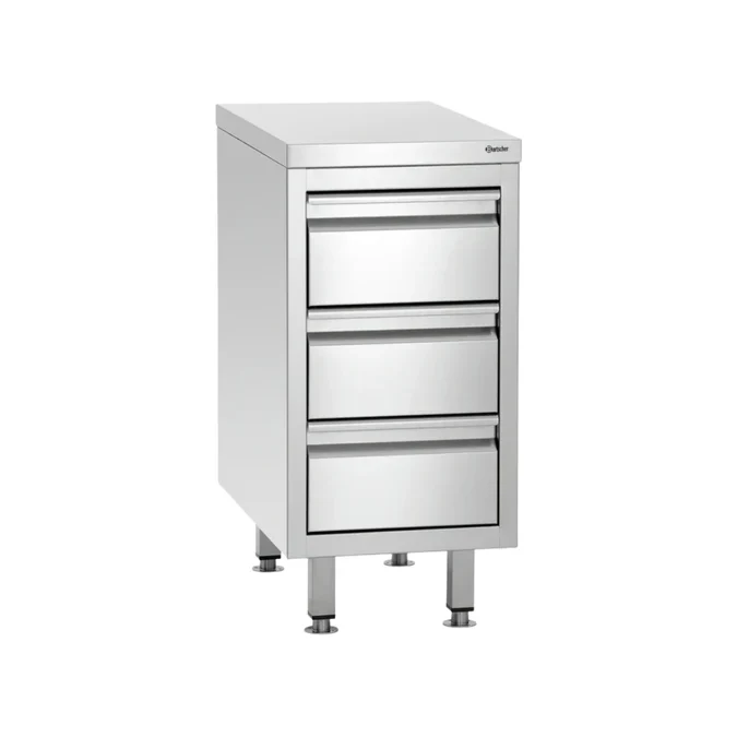 Meuble inox avec 3 tiroirs
