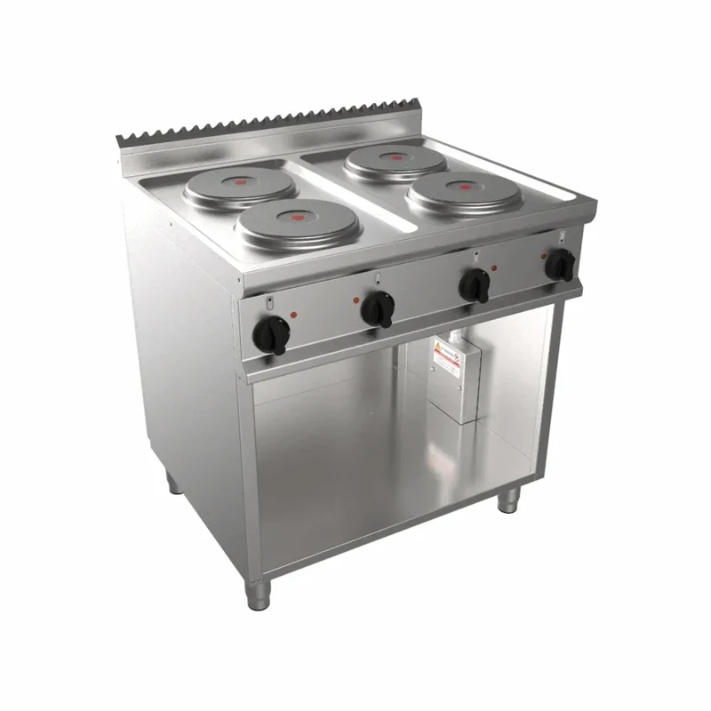 Cuisinière électrique 4 feux sur meuble ouvert