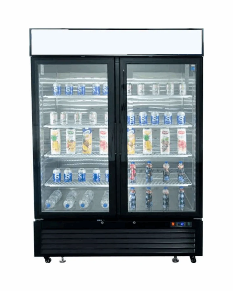 Armoire réfrigérée négative noir 2 portes vitrées - 1300L