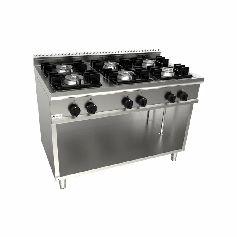 Cuisinière gaz sur meuble ouvert 6 feux 45kW