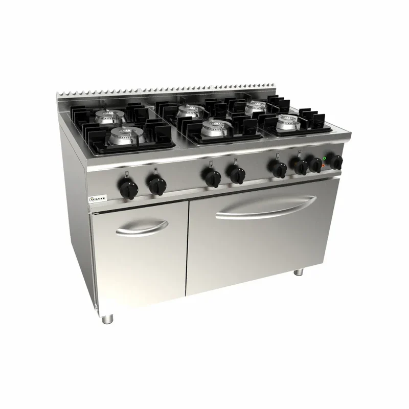Cuisinière gaz sur four électrique 6 feux