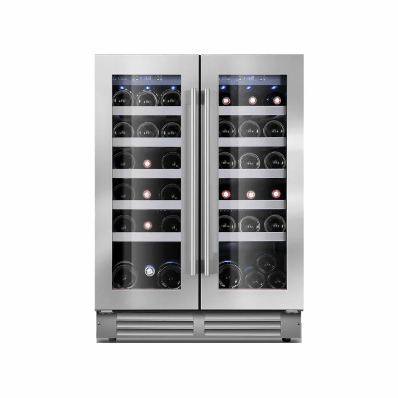 Cave à vin inox 2 zones - 38 bouteilles