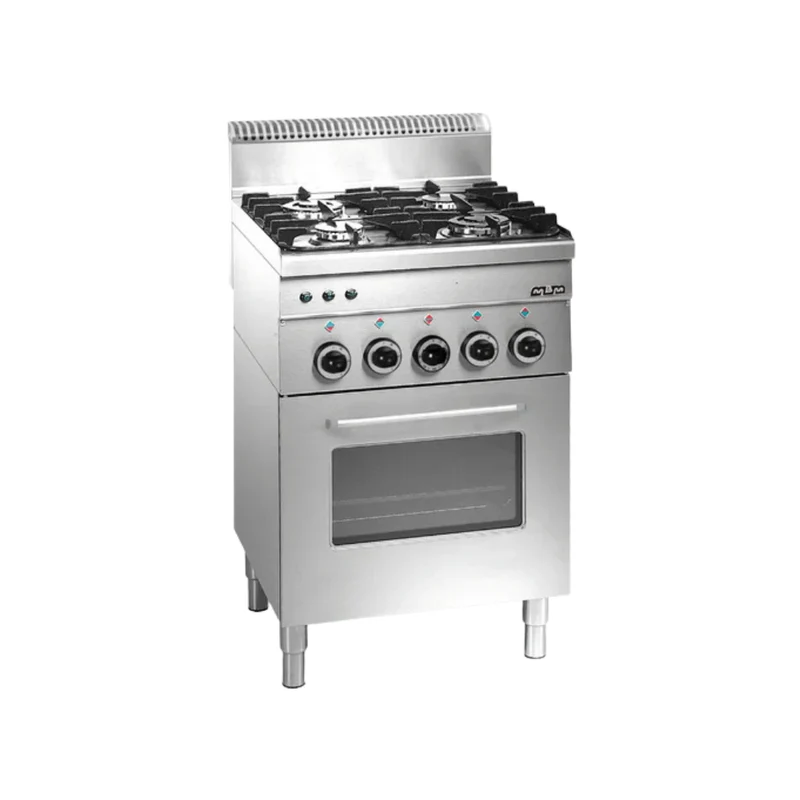 Fourneau 4 feux vifs sur four électrique ventilé avec grill électrique