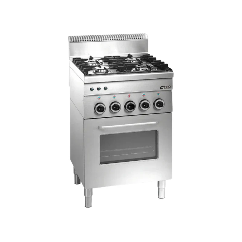 Fourneau 4 feux vifs sur four gaz avec grill électrique