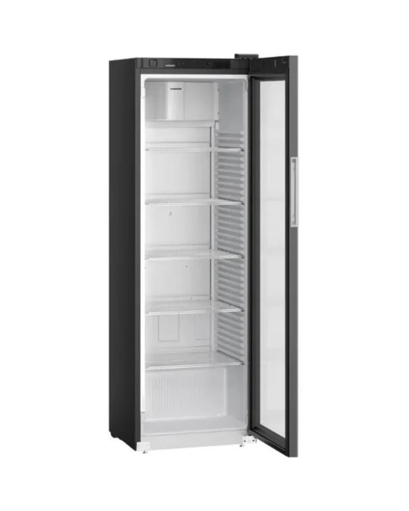 Armoire réfrigérée à boisson postive ventilée en epoxy noir 1 porte vitrée - 400 litres