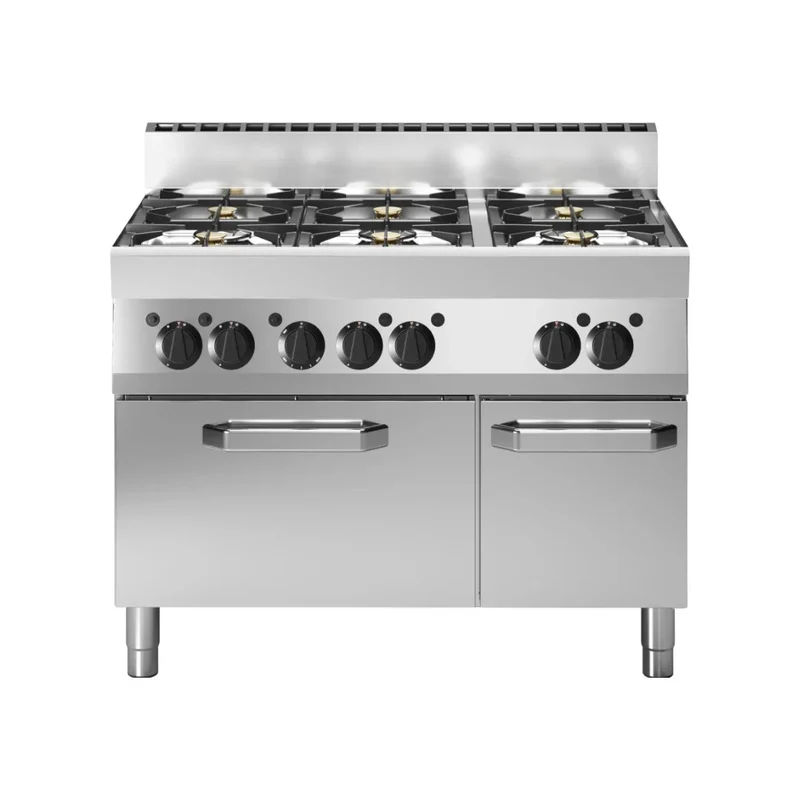 Fourneau 6 feux vifs sur four à gaz 1100x650x850 30,8kW