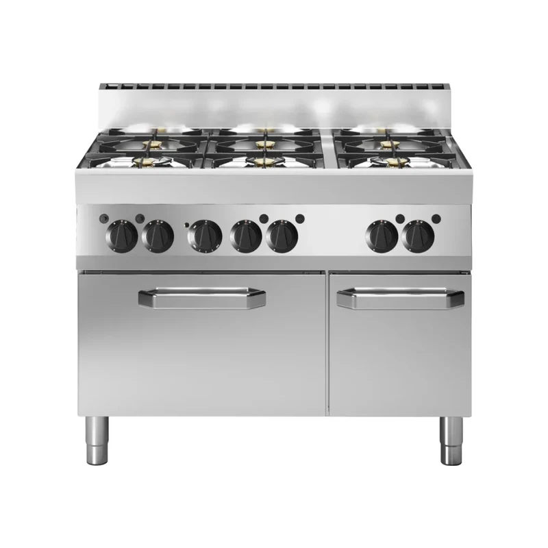Fourneau 6 feux vifs sur four électrique à convection 1100x650x850